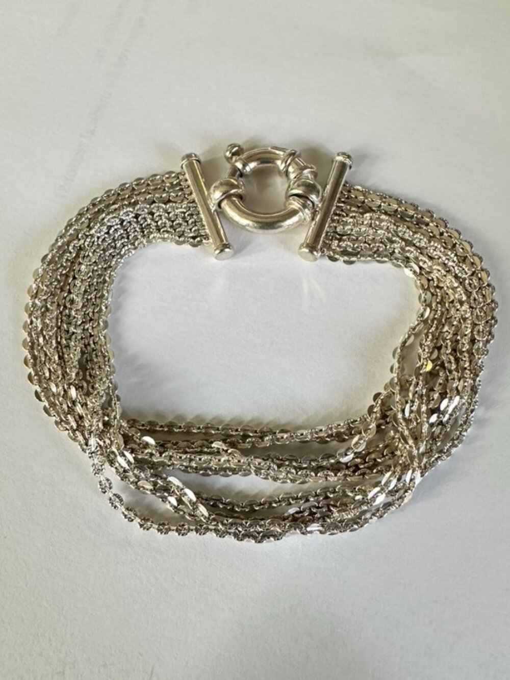 STERLING SILVER 925 MILOR Italy 10 STRAND Link ITALIAN BRACELET - Picture 5 of 7